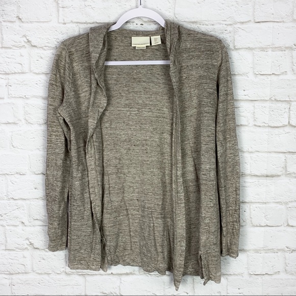 Cynthia Rowley Sweaters - Cynthia Rowley Linen Tan OpenFront Hooded Cardigan